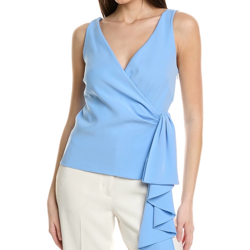 NWT Sachin + Babi Chambray Blue Wrap Style Blouse Sz small